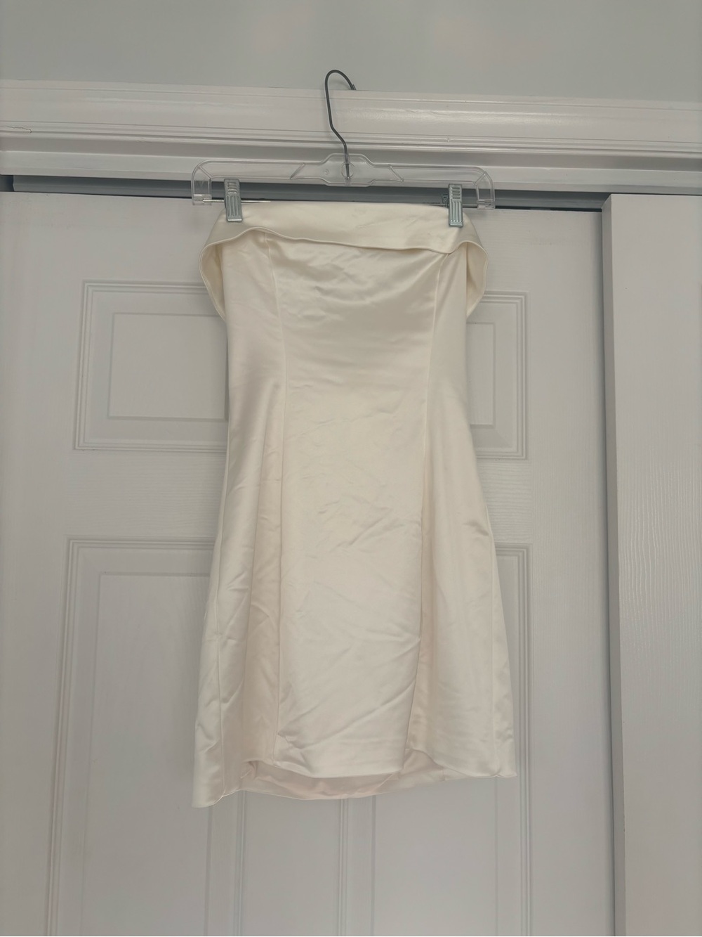 Sunday Best Strapless Cream Satin Mini Dress